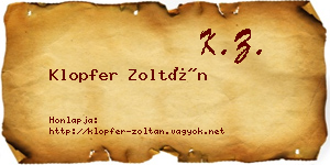 Klopfer Zoltán névjegykártya